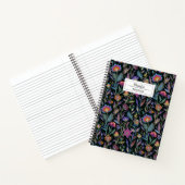 Trendy monogram floral pattern l Black and lila Notizblock (Innenseite)