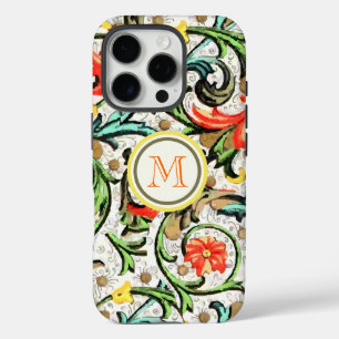 Trendy Monogram Floral Vintag Damask iPhone 16 Pro Hülle