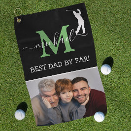 Trendy Monogram & Foto Fathers Day Gift Golfhandtuch