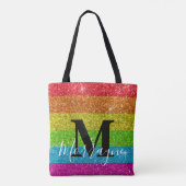 Trendy Monogram Gay Pride LGBTQ Rainbow Glitzer Tasche (Rückseite)