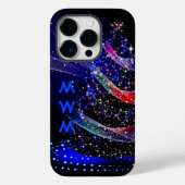 Trendy Monogram Glitzer Christmas Tree Navy Case-Mate iPhone Hülle (Rückseite)