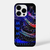 Trendy Monogram Glitzer Christmas Tree Navy iPhone Hülle (Rückseite)