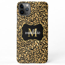 Trendy Monogram Gold Leopard Muster Name