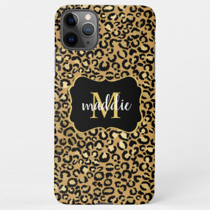Trendy Monogram Gold Leopard Muster Name iPhone 11Pro Max Hülle