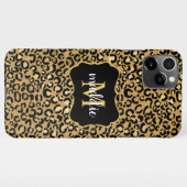 Trendy Monogram Gold Leopard Muster Name iPhone Hülle (Rückseite (Horizontal))