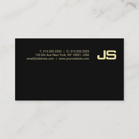 Trendy Monogram Gold Look Design Elegant Schlicht Visitenkarte (Rückseite)