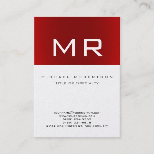 Trendy Monogram Gold Rot Strip Business Card Visitenkarte (Vorderseite)