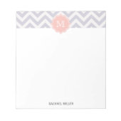 Trendy Monogram Graues Zickzack Peach Muster Notizblock (Vorderseite)