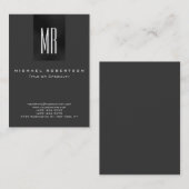 Trendy Monogram Gray White Chubby Business Card Visitenkarte (Vorne/Hinten)