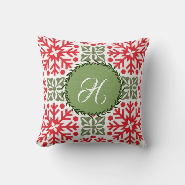 Trendy Monogram Holiday Throw Kissen (Vorderseite)