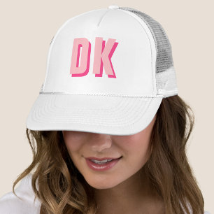 Trendy Monogram Initial Bachelorette White Pink Truckerkappe