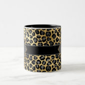 Trendy Monogram Leopard Print | Schwarzes Grau & G Zweifarbige Tasse (Mittel)