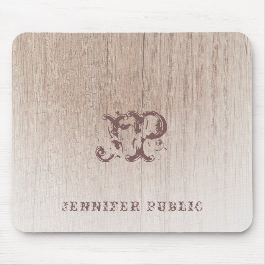 Trendy Monogram Look Distressed Text Template Mousepad (Vorne)