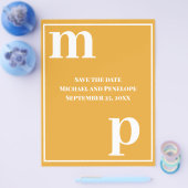Trendy Monogram Marigold Budget Save the Date Flyer (Einzeln)