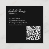 Trendy Monogram Minimalistisch Modernes Schwarzes Quadratische Visitenkarte (Rückseite)