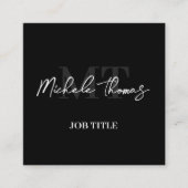 Trendy Monogram Minimalistisch Modernes Schwarzes Quadratische Visitenkarte (Vorderseite)
