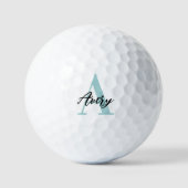 Trendy Monogram mit Skriptname Overlay Golfball (Vorderseite)