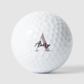 Trendy Monogram mit Skriptname Overlay Golfball (Vorderseite)