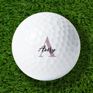 Trendy Monogram mit Skriptname Overlay Golfball