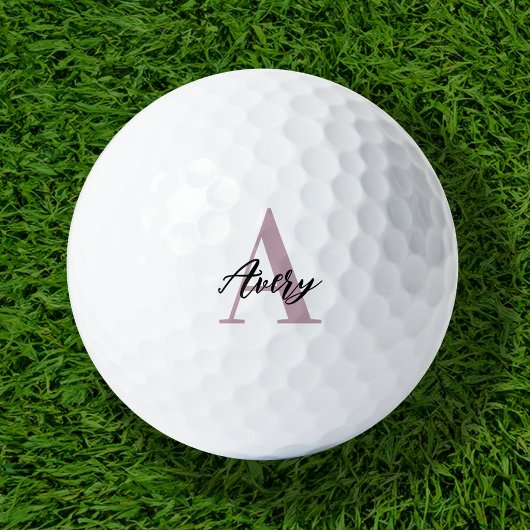 Trendy Monogram mit Skriptname Overlay Golfball