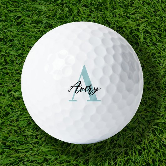 Trendy Monogram mit Skriptname Overlay Golfball