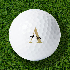 Trendy Monogram mit Skriptname Overlay Golfball