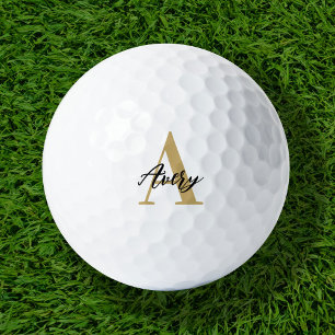 Trendy Monogram mit Skriptname Overlay Golfball