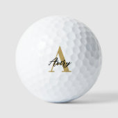 Trendy Monogram mit Skriptname Overlay Golfball (Vorderseite)