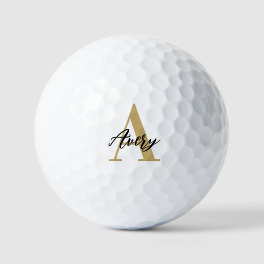 Trendy Monogram mit Skriptname Overlay Golfball (Vorderseite)
