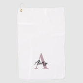 Trendy Monogram mit Skriptname Overlay Golfhandtuch (Vorderseite)