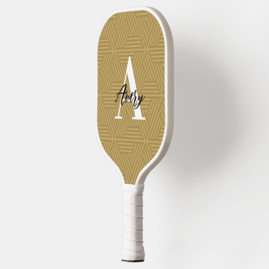 Trendy Monogram mit Skriptname Overlay Pickleball Schläger (Links)
