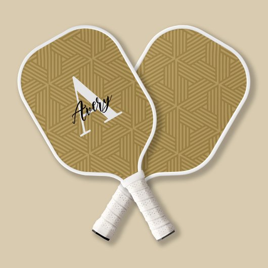 Trendy Monogram mit Skriptname Overlay Pickleball Schläger