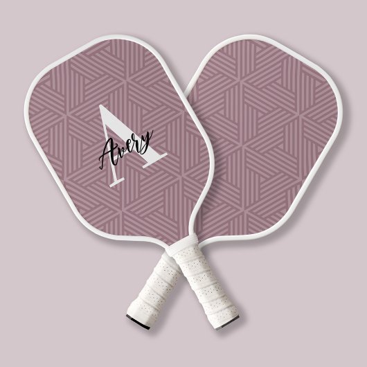 Trendy Monogram mit Skriptname Overlay Pickleball Schläger