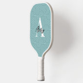 Trendy Monogram mit Skriptname Overlay Pickleball Schläger (Links)