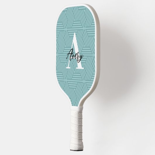 Trendy Monogram mit Skriptname Overlay Pickleball Schläger (Links)