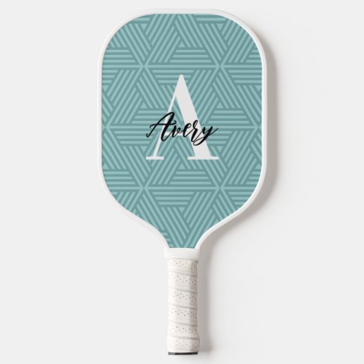 Trendy Monogram mit Skriptname Overlay Pickleball Schläger (Vorderseite)