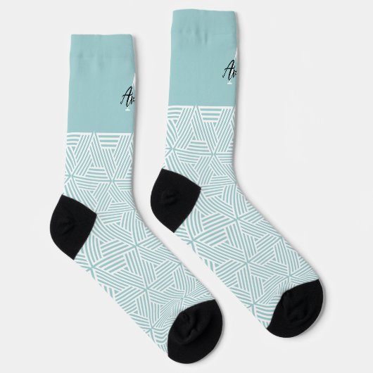 Trendy Monogram mit Skriptname Overlay Socken (Rechts)