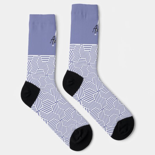 Trendy Monogram mit Skriptname Overlay Socken (Rechts)