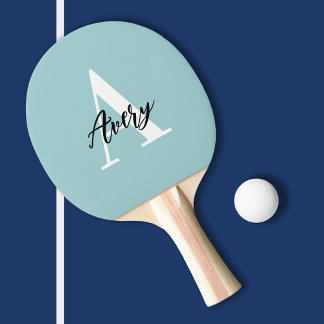 Trendy Monogram mit Skriptname Overlay Tischtennis Schläger