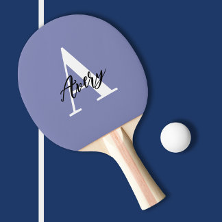 Trendy Monogram mit Skriptname Overlay Tischtennis Schläger