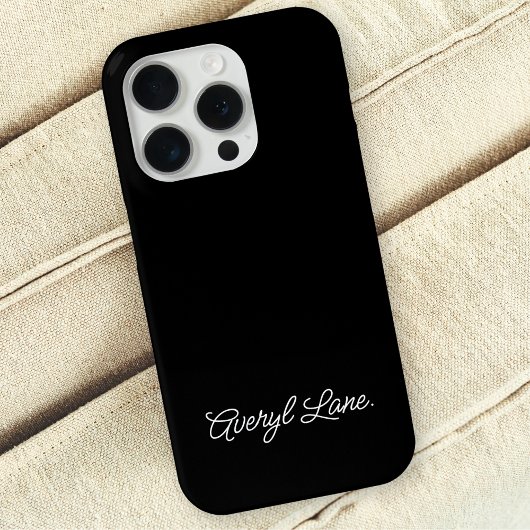 Trendy Monogram Modern Black Script Eleganter Name Case-Mate iPhone Hülle