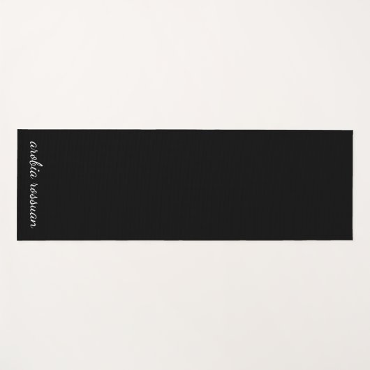 Trendy Monogram Modern Black Script Name Art Yogamatte (Vorderseite (Horizontal))