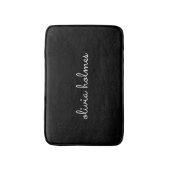 Trendy Monogram | Modern Black Script Name Badematte (Vorderseite Vertikal)