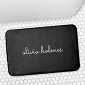 Trendy Monogram | Modern Black Script Name Badematte