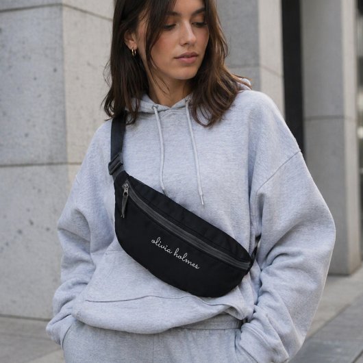 Trendy Monogram | Modern Black Script Name Bauchtasche