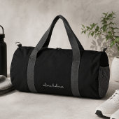 Trendy Monogram | Modern Black Script Name Duffle Bag