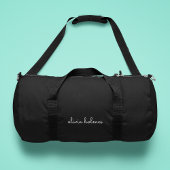 Trendy Monogram | Modern Black Script Name Duffle Bag