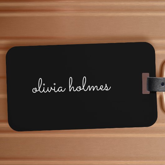 Trendy Monogram | Modern Black Script Name Gepäckanhänger