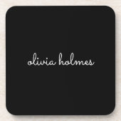 Trendy Monogram | Modern Black Script Name Getränkeuntersetzer (Vorderseite)
