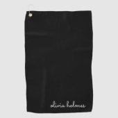 Trendy Monogram | Modern Black Script Name Golfhandtuch (Vorderseite)
